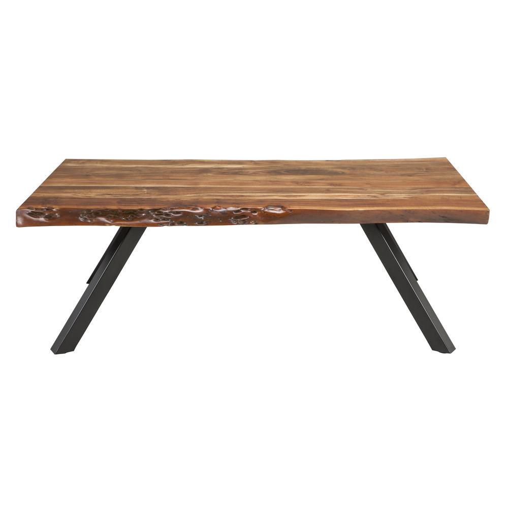 Reese Live Edge Solid Wood Metal Leg Coffee Table in Natural Acacia. Picture 4
