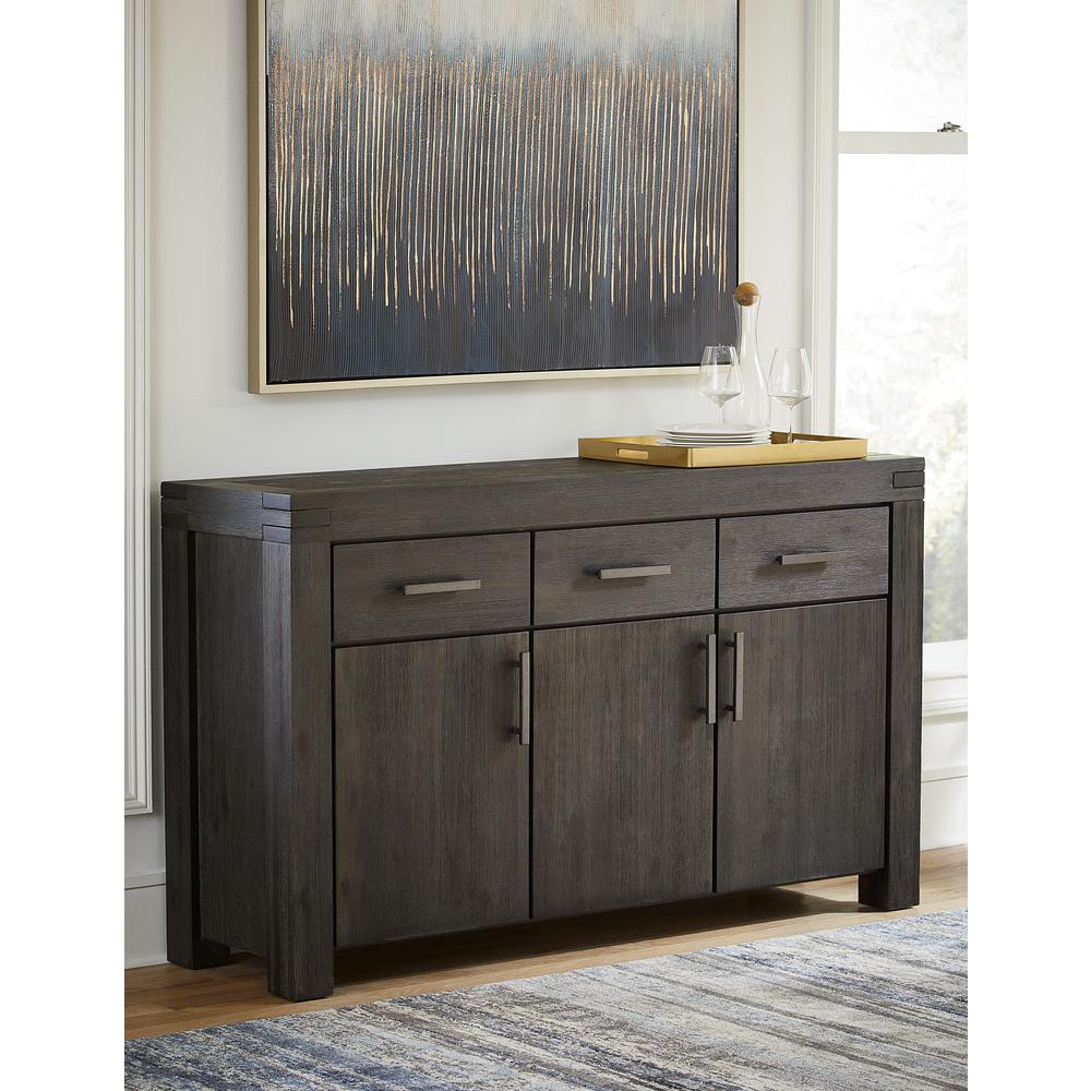 Meadow Solid Wood Three Drawer Three Door Sideboard in Graphite. Picture 1