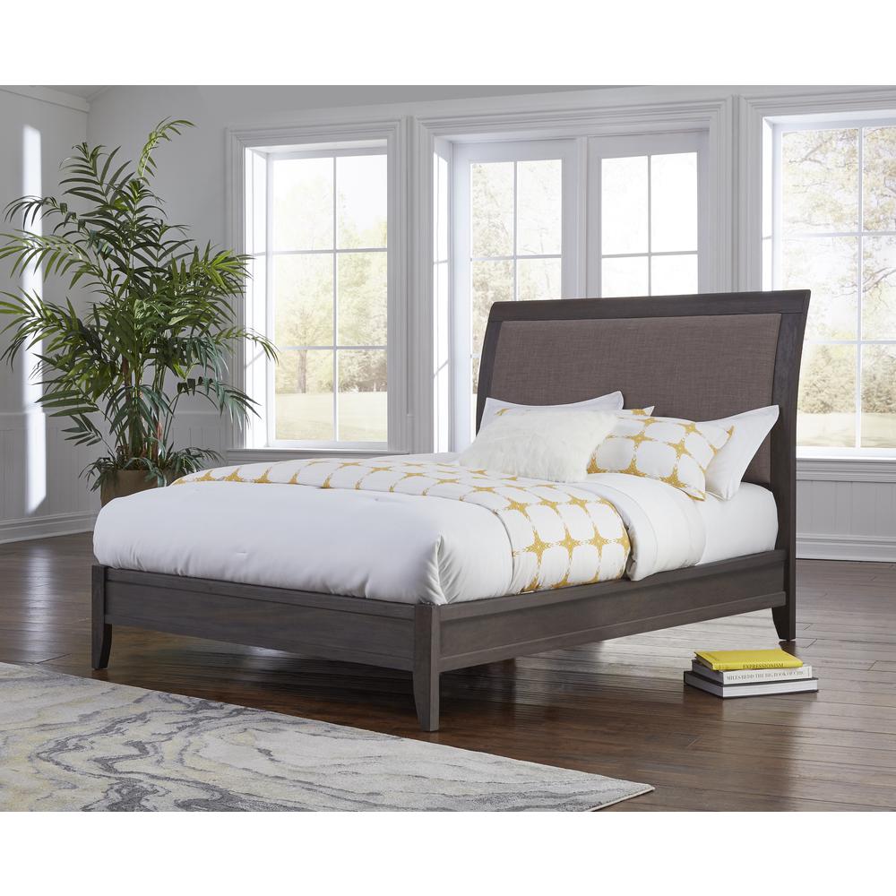 City II Upholstered Sleigh Bed in Basalt Gray. Picture 1