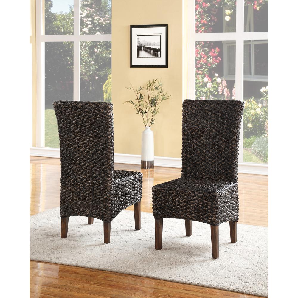 Meadow Wicker Dining Chair in Brick Brown, set of 2. Picture 1