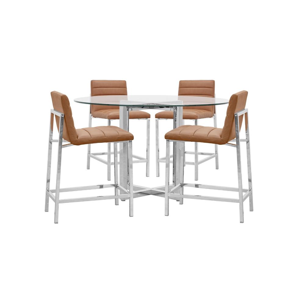 Amalfi Metal Back Counter Stool in Cognac, set of 2. Picture 3