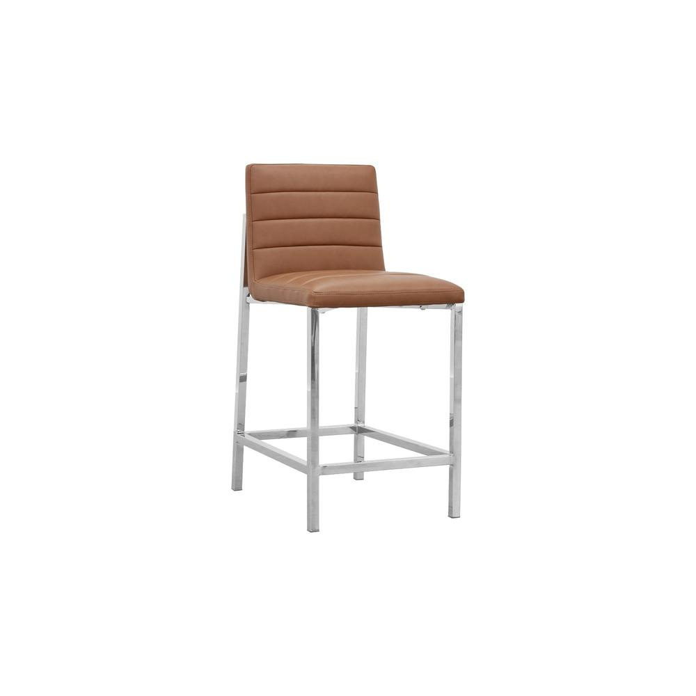 Amalfi Metal Back Counter Stool in Cognac, set of 2. Picture 1