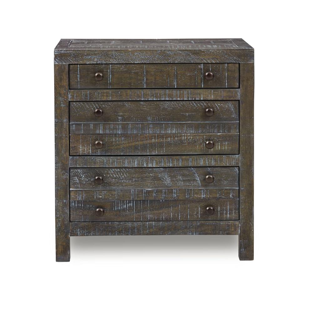 Townsend Solid Wood Three Drawer Nighstand in Gunmetal. Picture 4