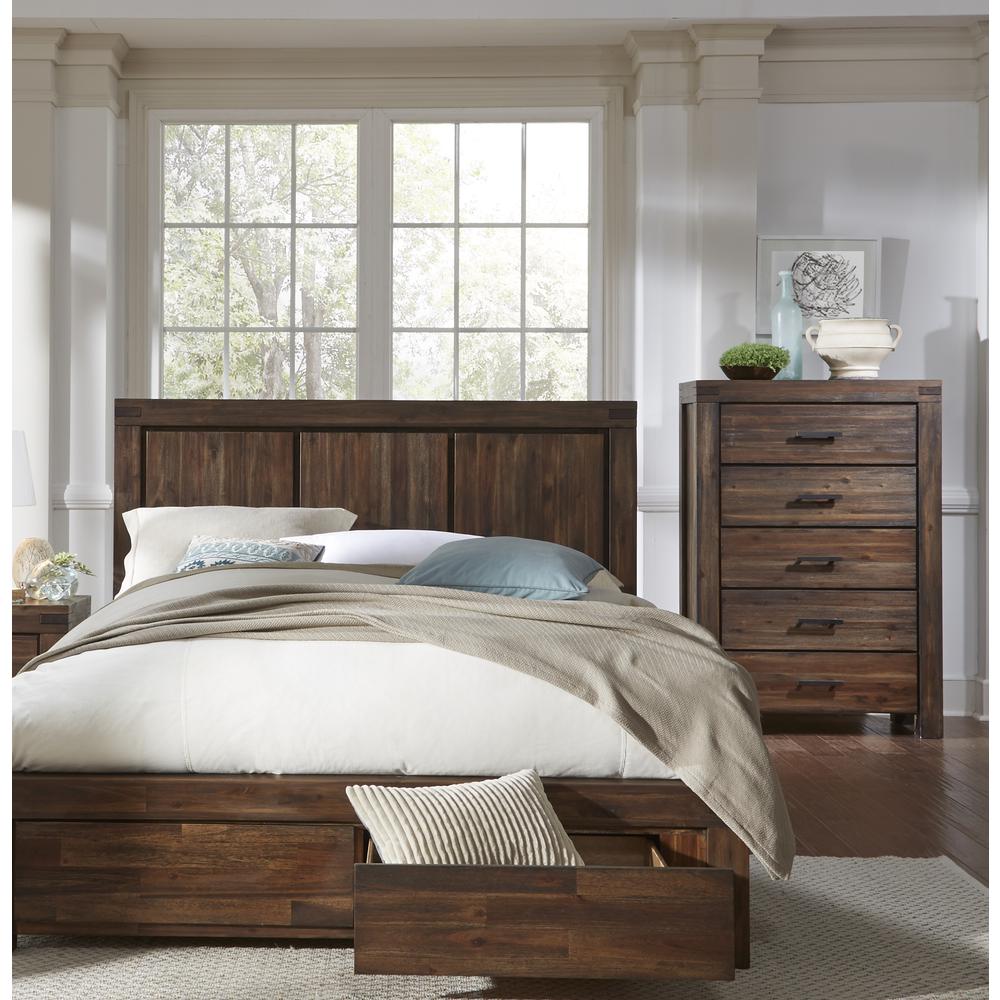 Meadow Five Drawer Solid Wood Chest in Brick Brown (2024). Picture 2