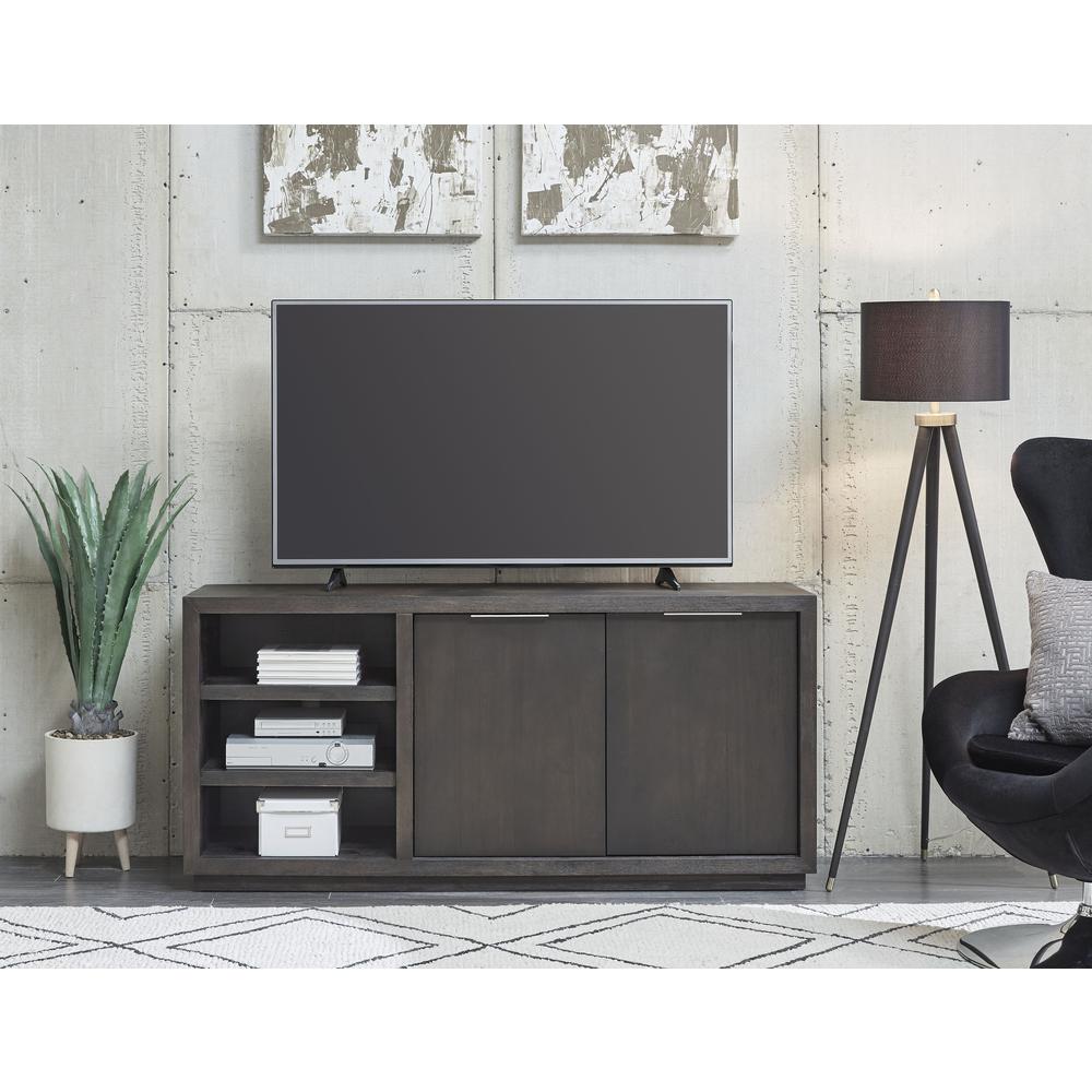 Oxford 64 inch Two Drawer Two Shelf Media Console in Basalt Grey. Picture 1