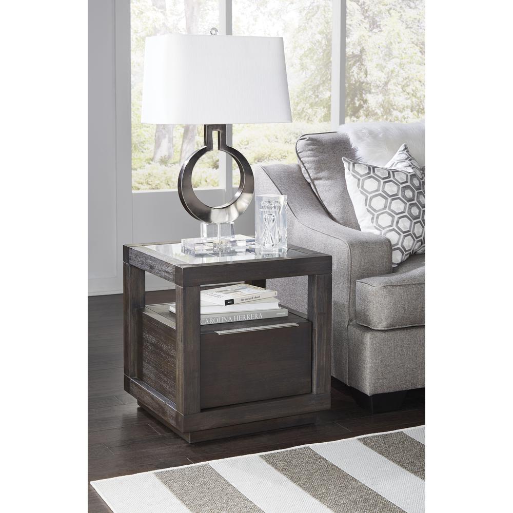 Oxford One Drawer End Table in Basalt Grey. Picture 2