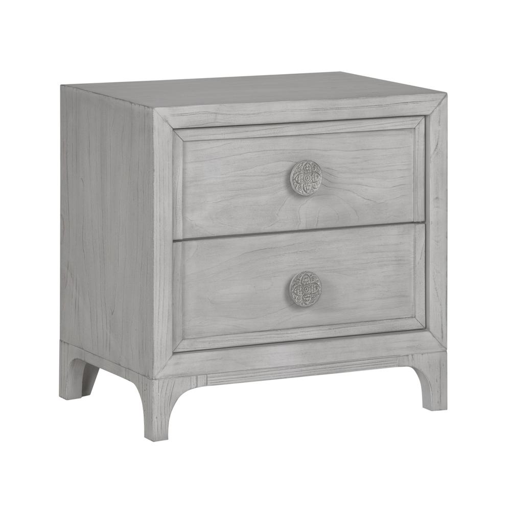 Boho Chic Nighstand in Washed White. Picture 3
