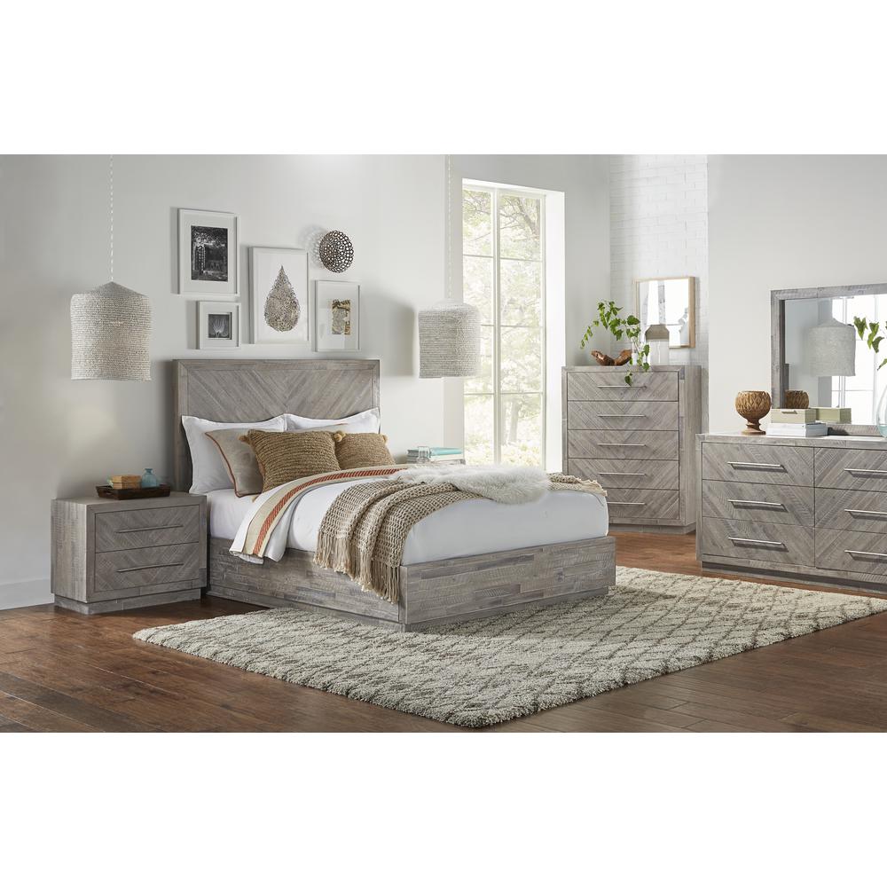 Alexandra Solid Wood Two Drawer Nightstand in Rustic Latte. Picture 2