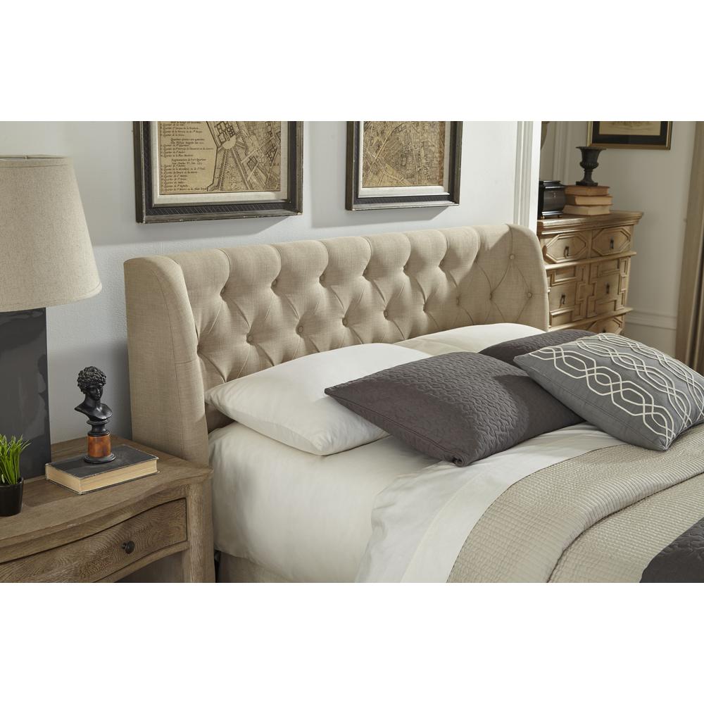 Levi Tufted Platform Bed in Toast Linen. Picture 3
