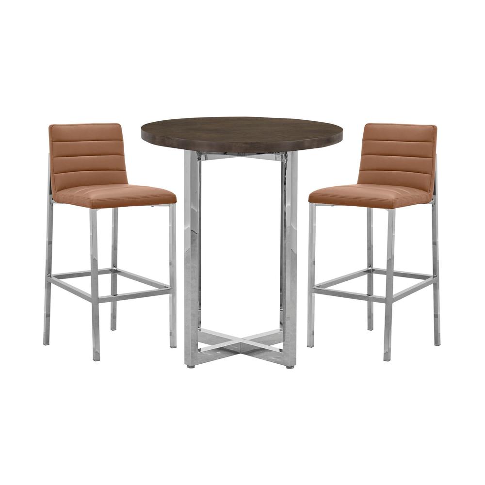 Amalfi Metal Back Bar Stool in Cognac, set of 2. Picture 4