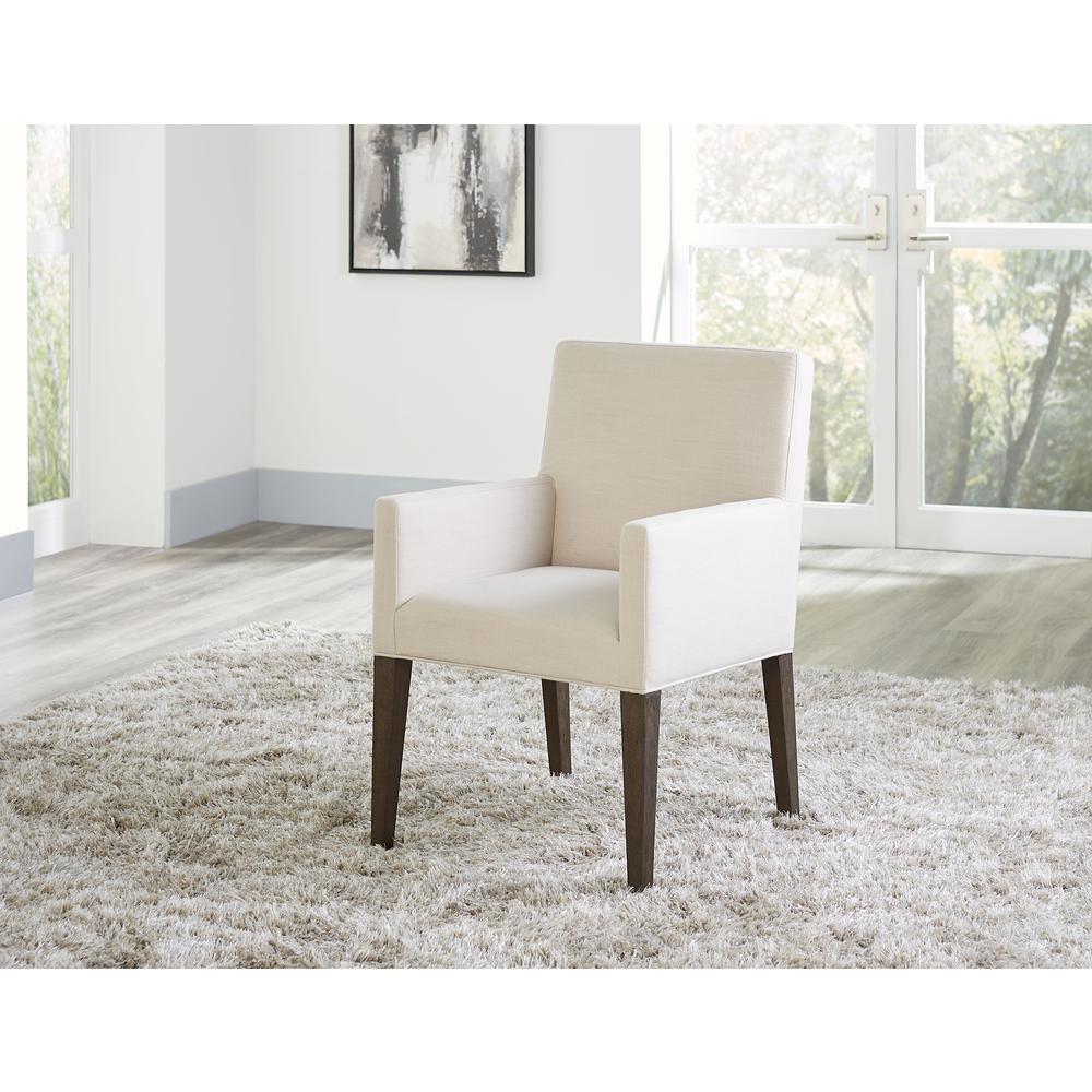 Modesto Upholstered Arm Chair in Abalone Linen and French Roast, set of 2. Picture 1