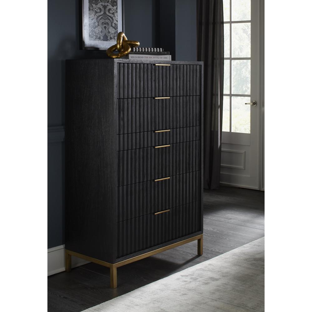 Kentfield Solid Wood Six Drawer Cheset in Black Drifted Oak (2024). Picture 3