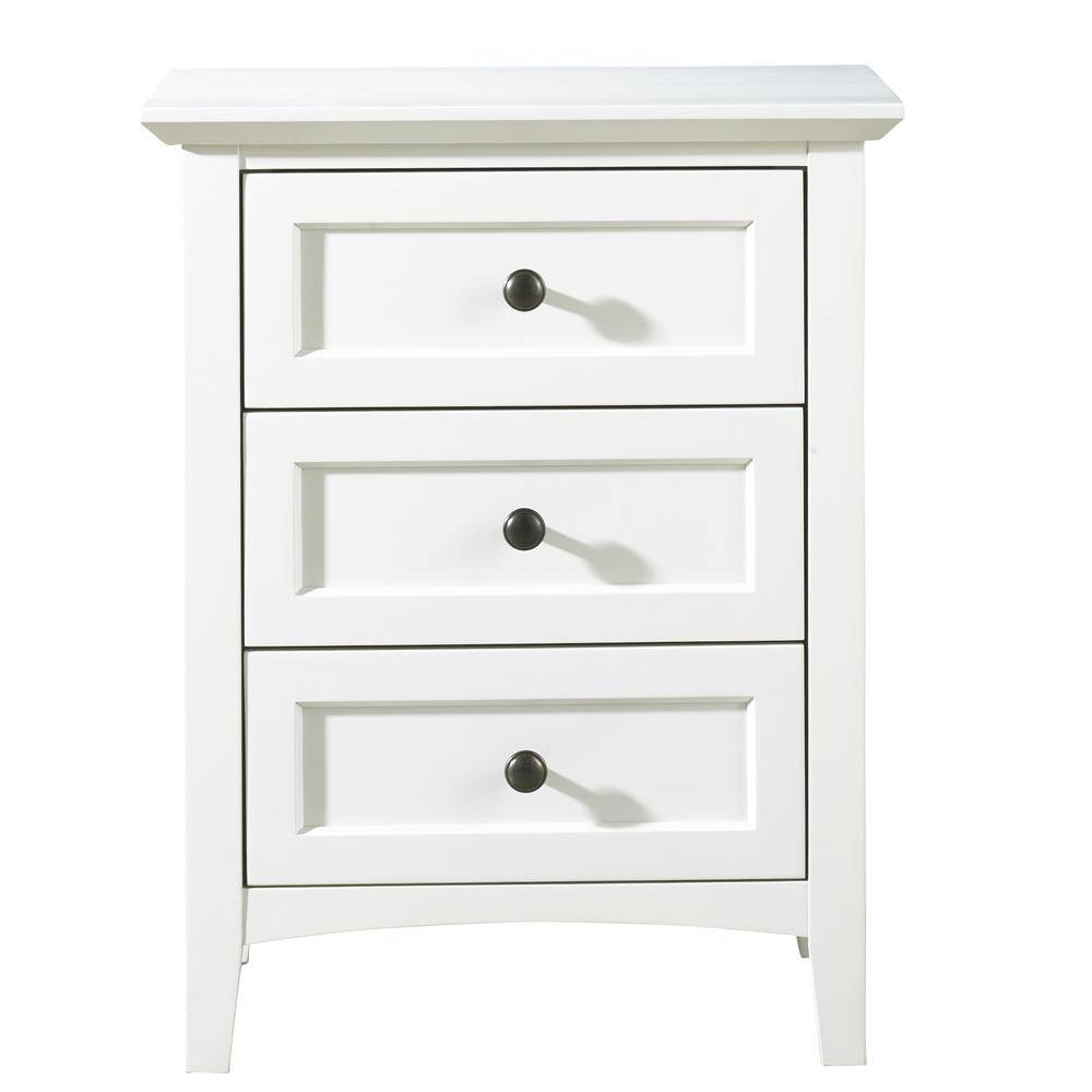 Paragon Three Drawer Nightstand in White. Picture 1