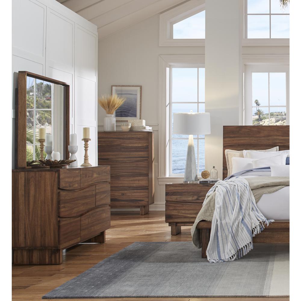 Ocean Five Drawer Solid Wood Chest in Natural Sengon (2024). Picture 2