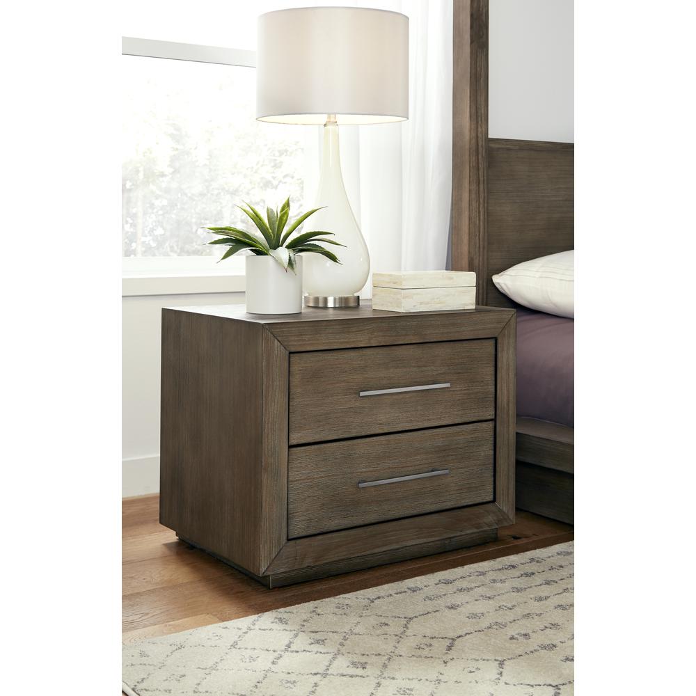 Melbourne Two Drawer Nightstand with USB in Dark Pine. Picture 1