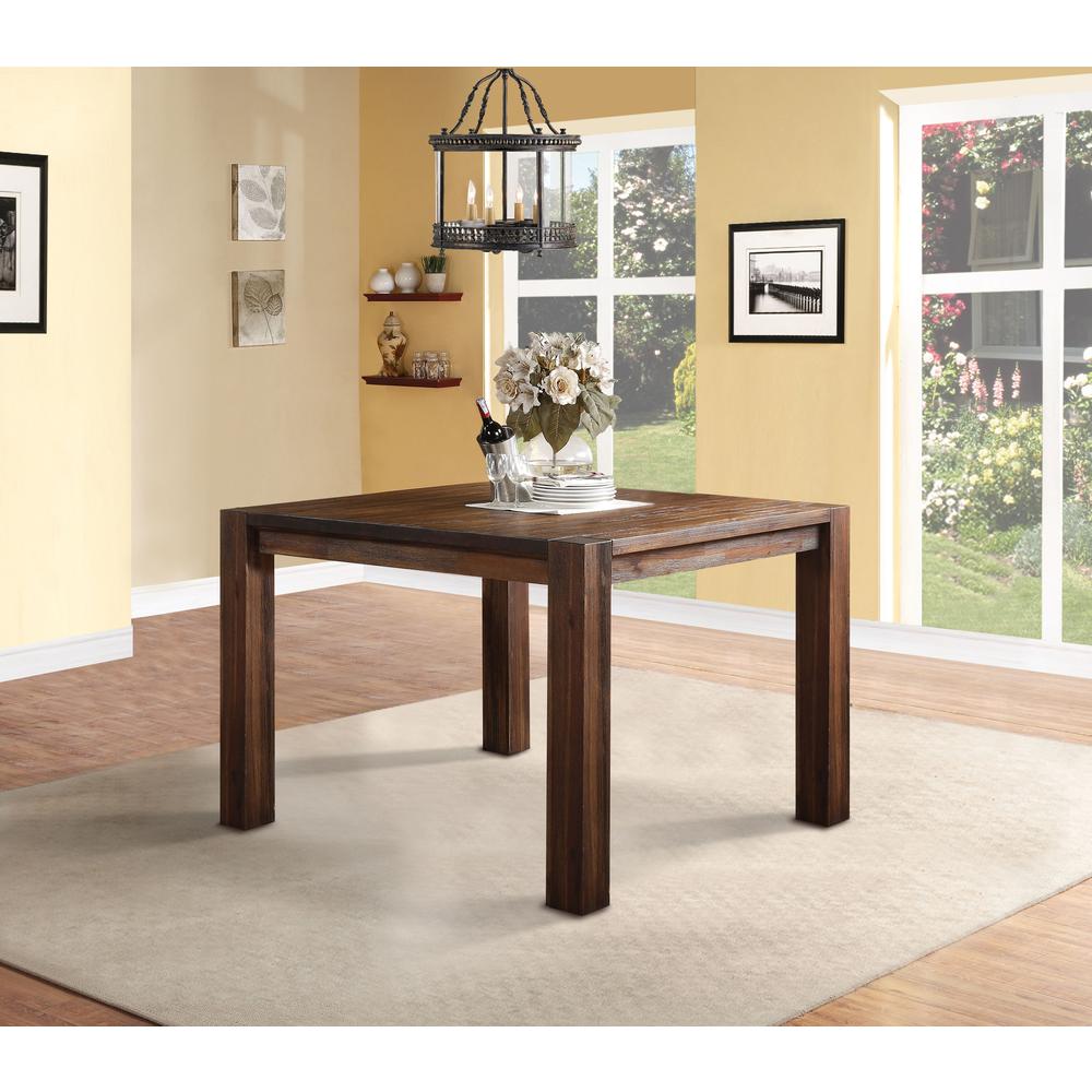 Meadow Solid Wood Square Counter Table in Brick Brown. Picture 1