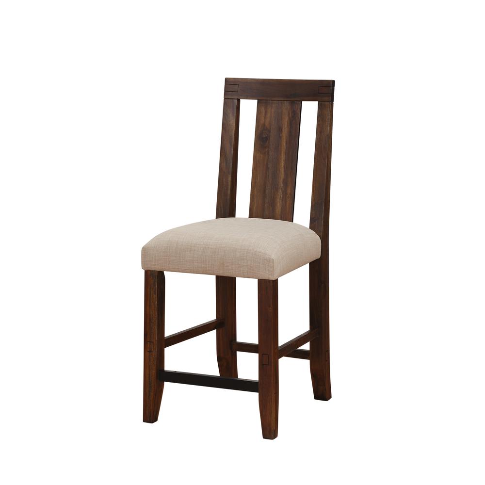 Meadow Solid Wood Upholstered Kitchen Counter Stool in Brick Brown, set of 2. Picture 4