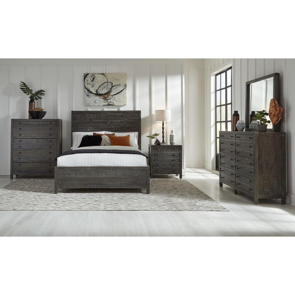 Townsend Solid Wood Three Drawer Nighstand in Gunmetal. Picture 2