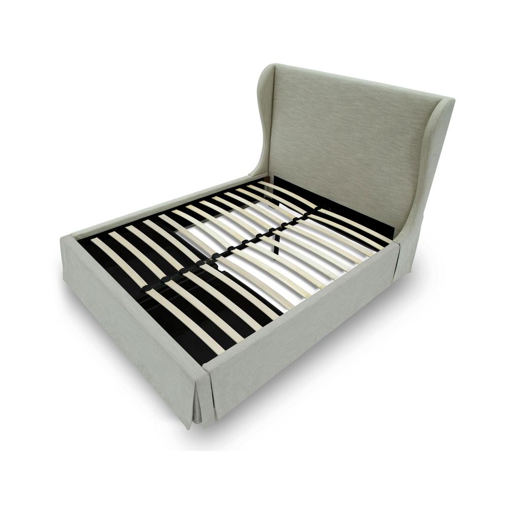 Hera Skirted Footboard Storage Panel Bed in Oatmeal. Picture 7