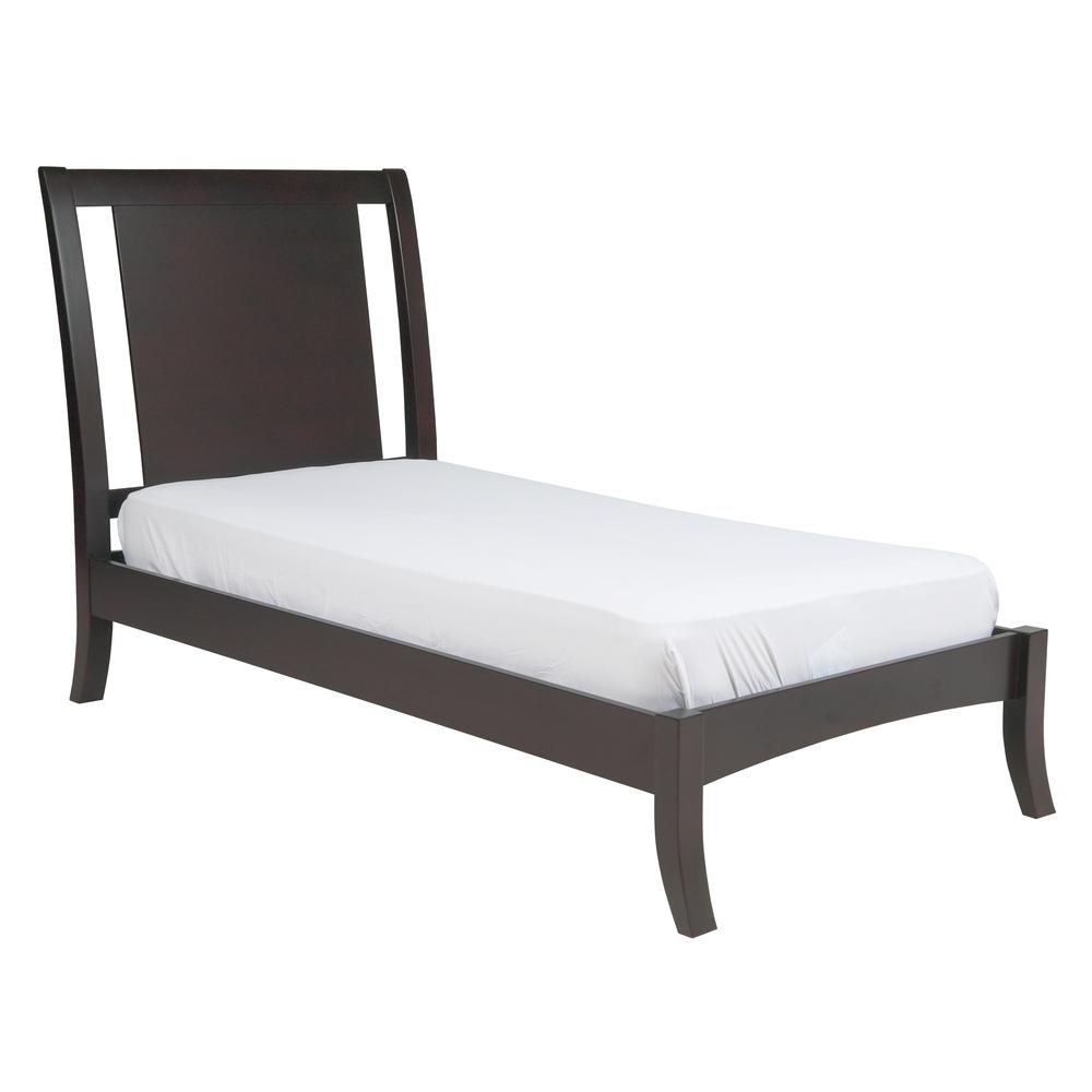 Nevis Wood Sleigh Bed in Espresso, Twin. Picture 5