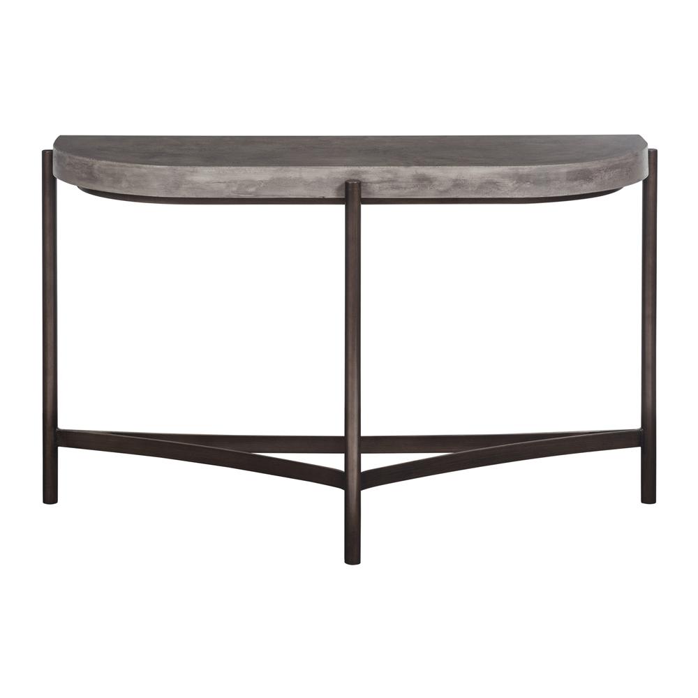 Lyon Semi-circular Natural Concrete and Metal Console Table. Picture 3