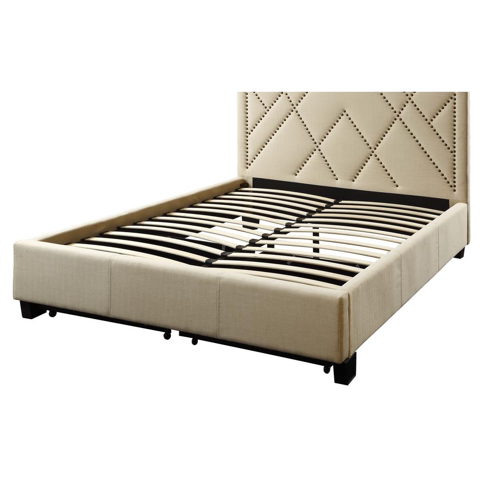 Vienne Nailhead Upholstered Platform Storage Bed in Powder. Picture 4