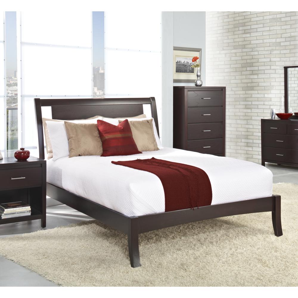 Nevis Wood Sleigh Bed in Espresso, Twin. Picture 1