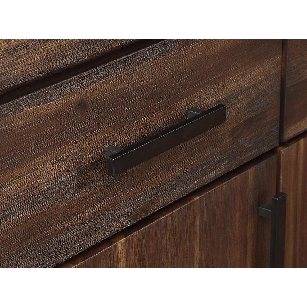 Meadow Three Drawer Three Door Solid Wood Sideboard in Brick Brown. Picture 7
