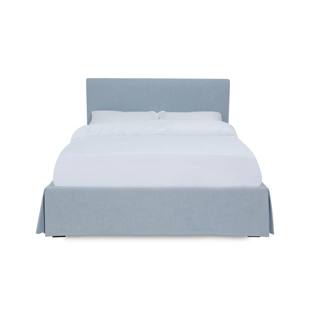 Shelby Skirted Footboard Storage Panel Bed in Sky. Picture 5