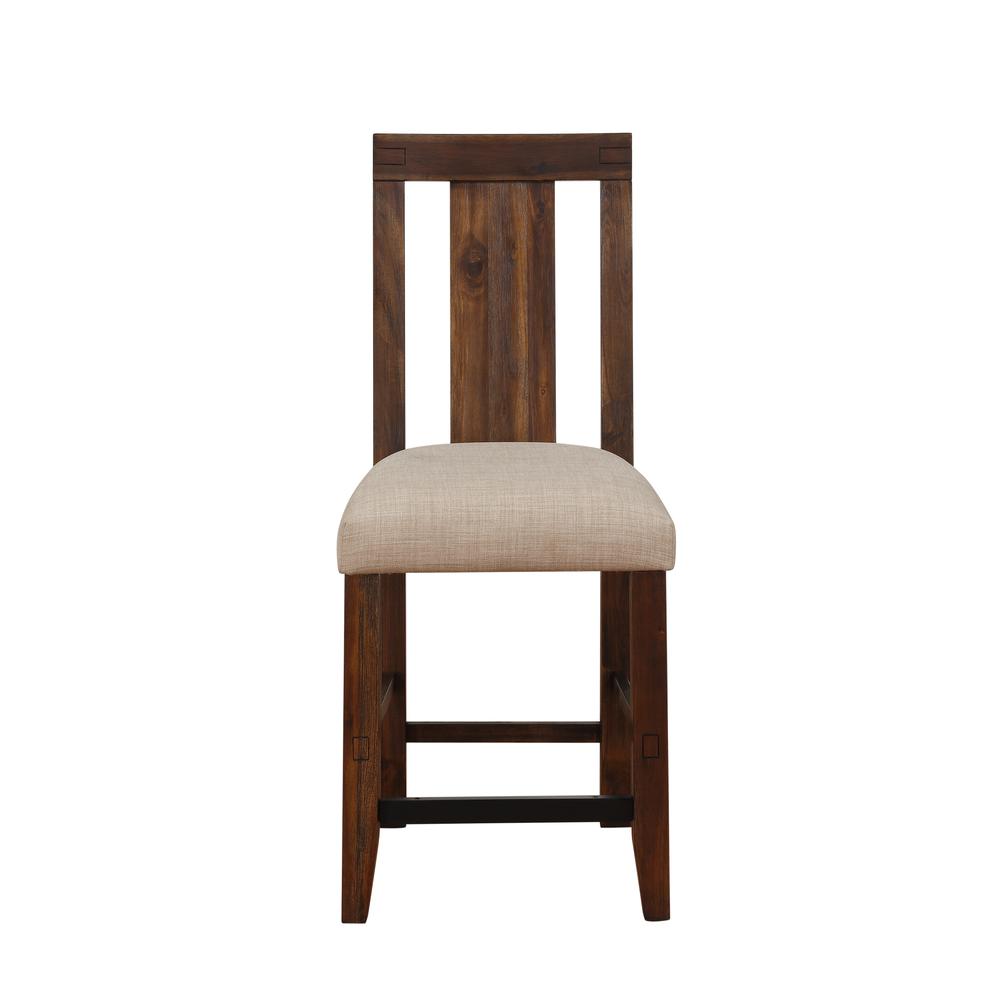 Meadow Solid Wood Upholstered Kitchen Counter Stool in Brick Brown, set of 2. Picture 3