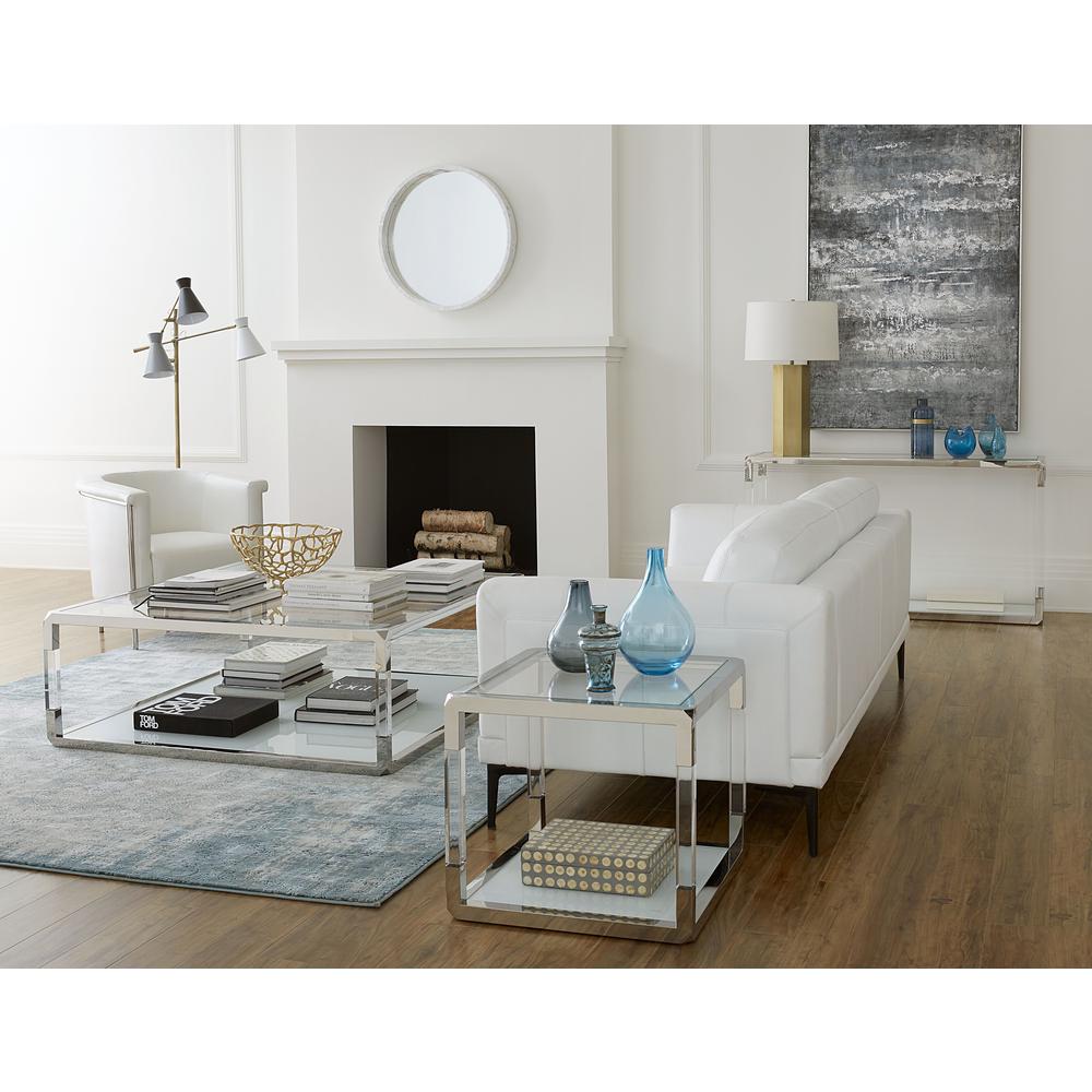 Jasper Square Coffee Table in Acrylic/White Glass/PSS. Picture 4