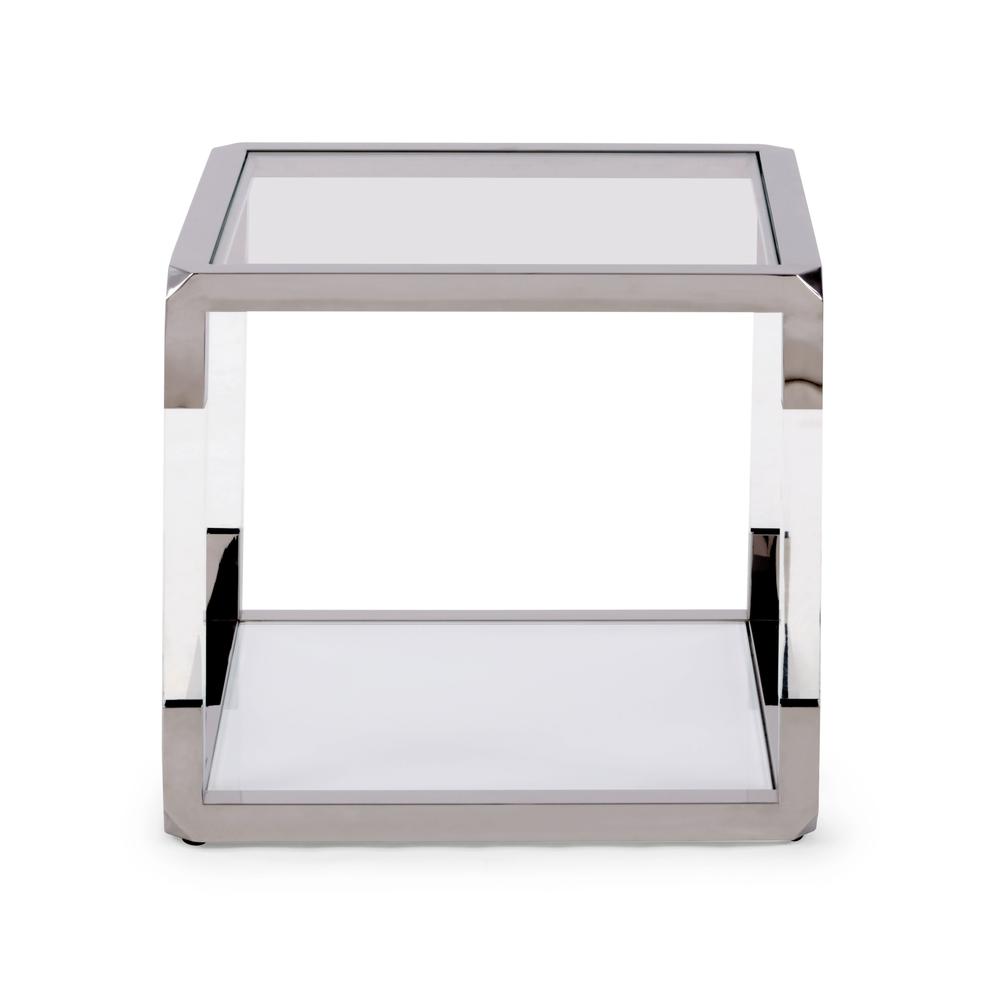 Jasper End Table in Acrylic/White Glass/PSS. Picture 5