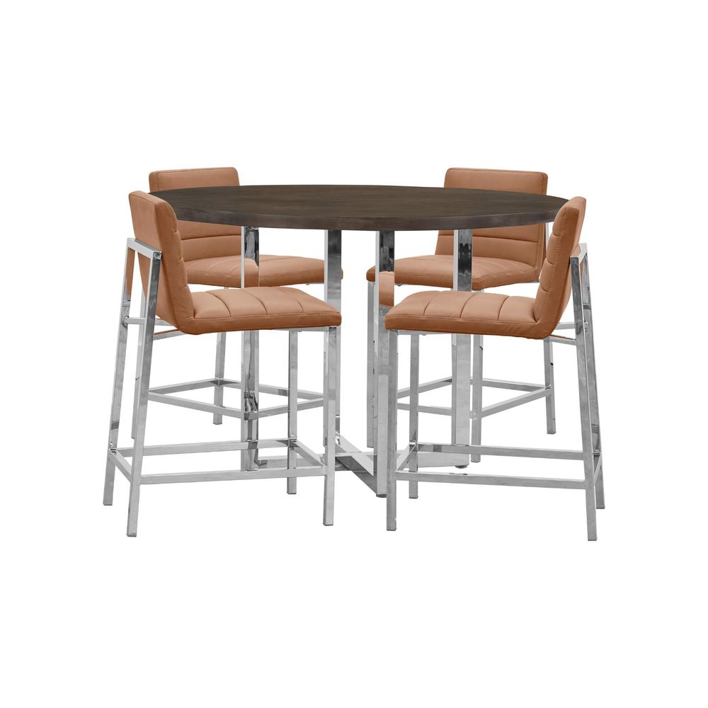 Amalfi Metal Back Counter Stool in Cognac, set of 2. Picture 4
