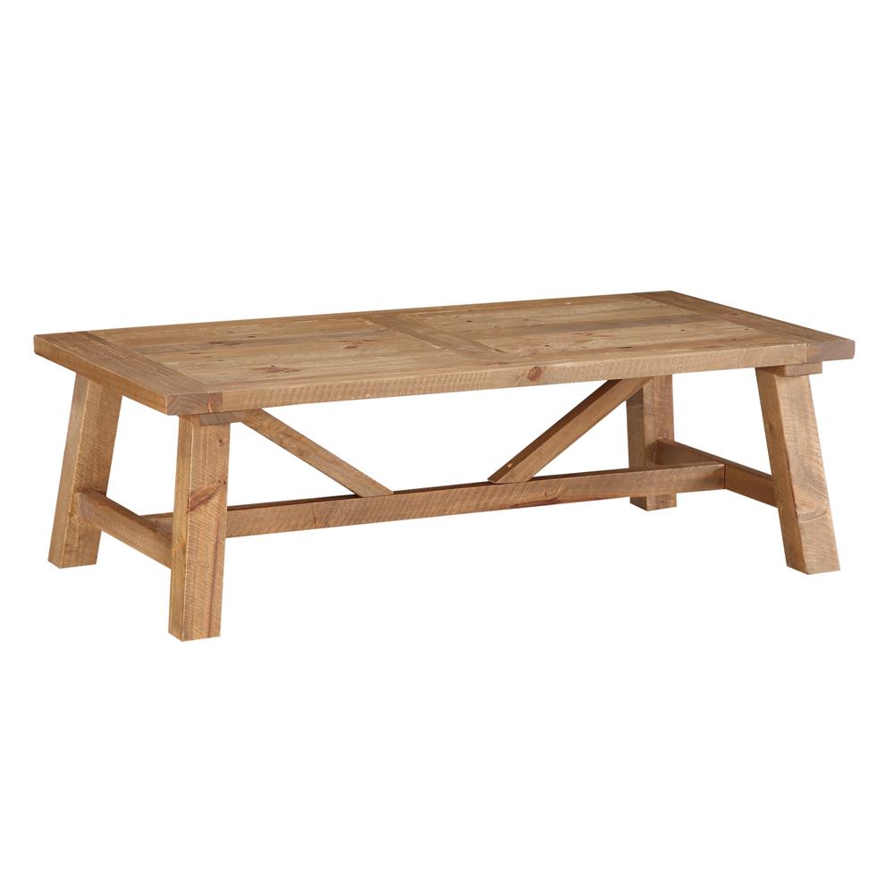 Harby Reclaimed Wood Rectangular Coffee Table in Rustic Tawny. Picture 3