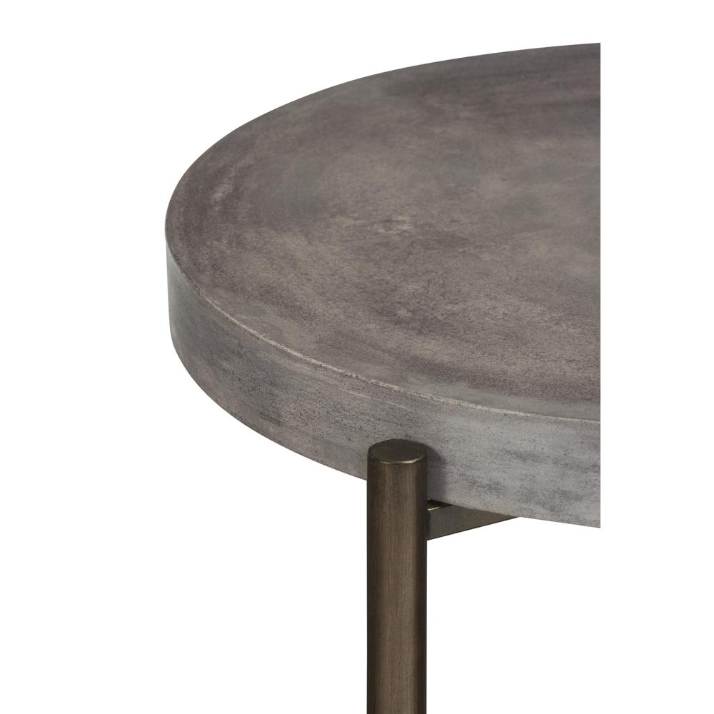 Lyon Round Natural Concrete and Metal Side Table. Picture 5