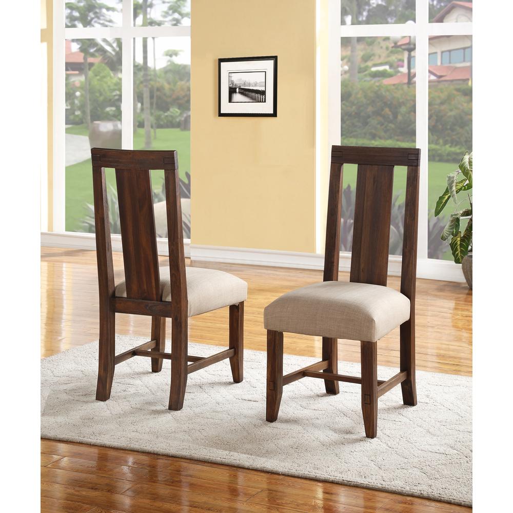 Meadow Solid Wood Upholstered Dining Chair in Brick Brown, set of 2. Picture 1