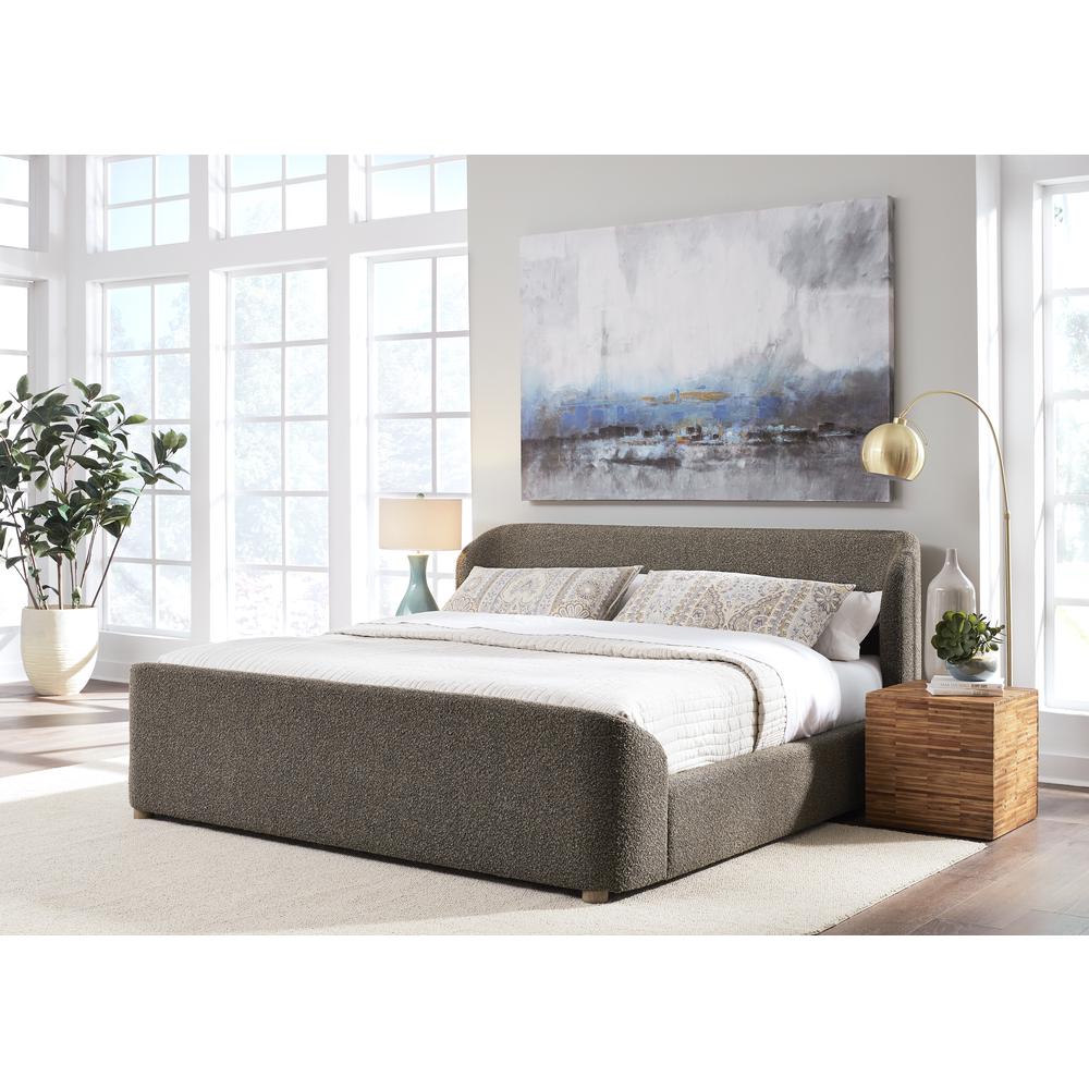Kiki Upholstered Platform Bed in Pumpernickel Boucle. Picture 4