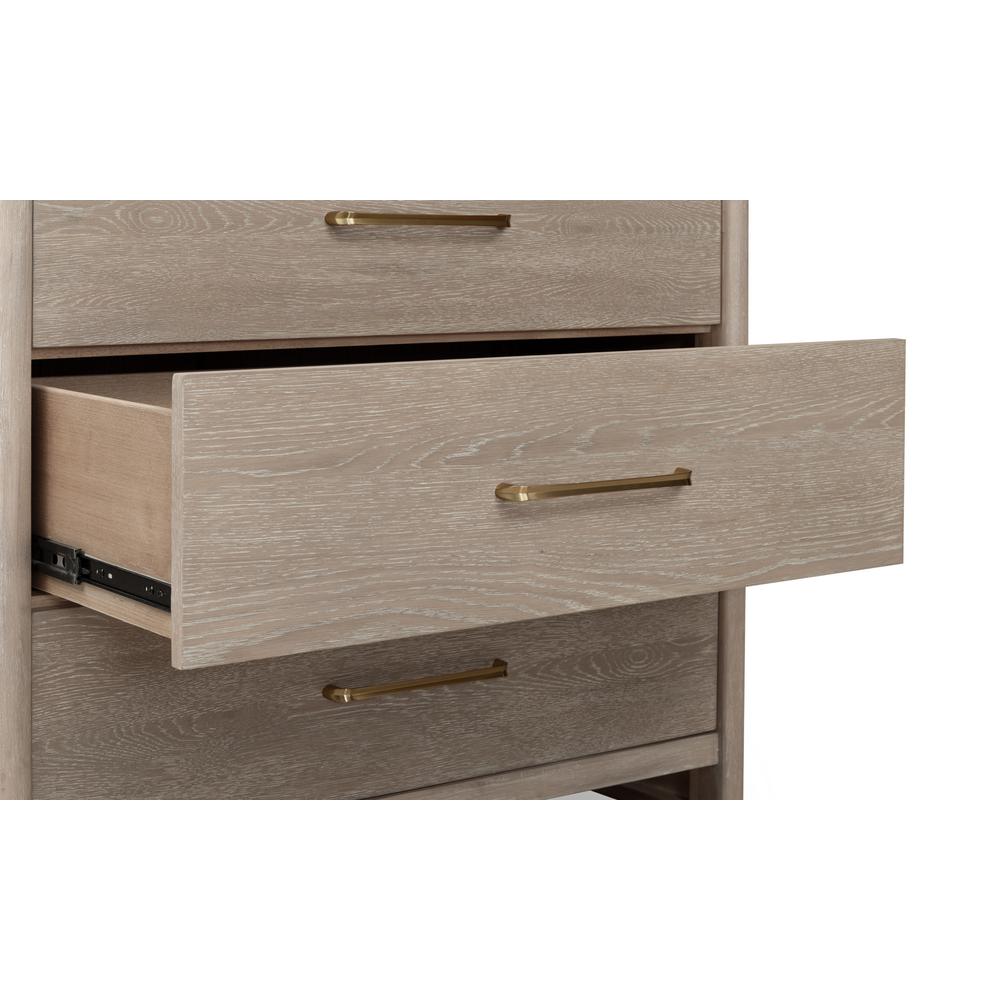 Gardenia Five Drawer Oak Wood Chest in Chai. Picture 7