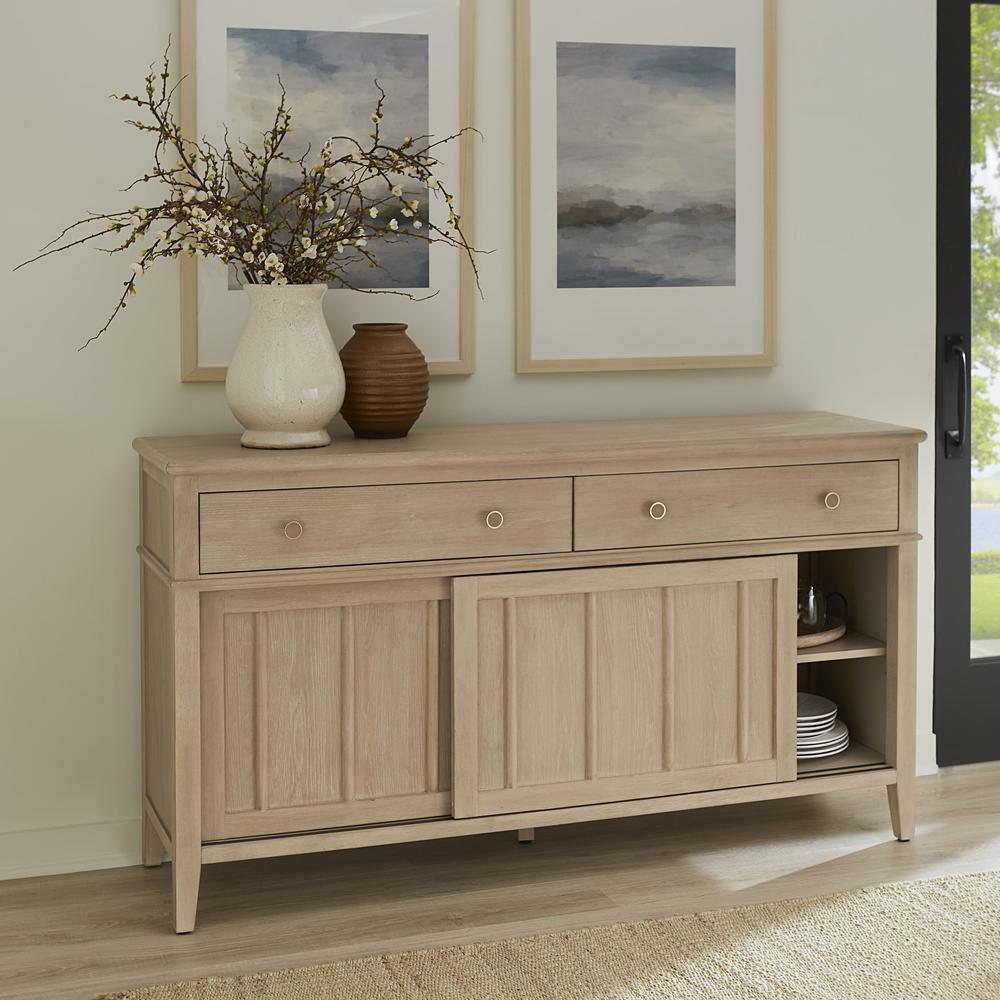 Camden Two Drawer Two Door Oak Wood Sideboard in Chai. Picture 1