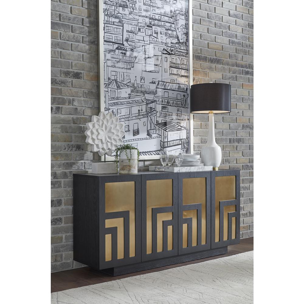 Doheny Wood and Metal  Two Door Sideboard in Black and Brass. Picture 1