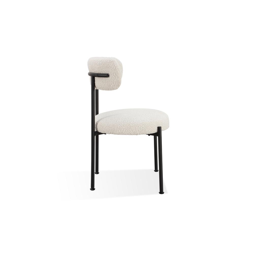 Aere Boucle Upholstered Metal Leg Dining Chair in Ivory and Black, set of 2. Picture 5
