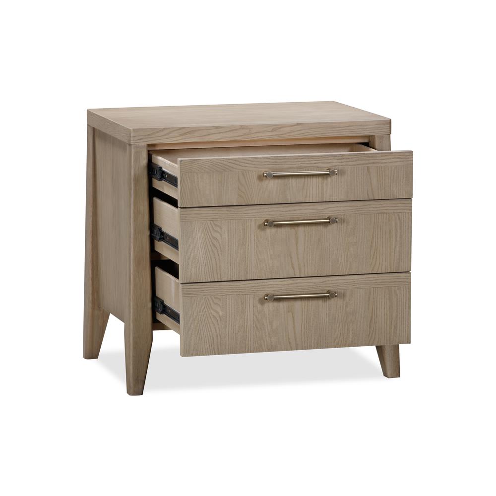 Sumire Three Drawer Ash Wood Nightstand in Ginger. Picture 3