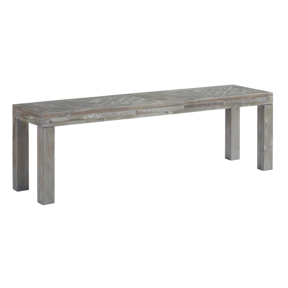 Herringbone Solid Wood Dining Bench in Rustic Latte. Picture 3