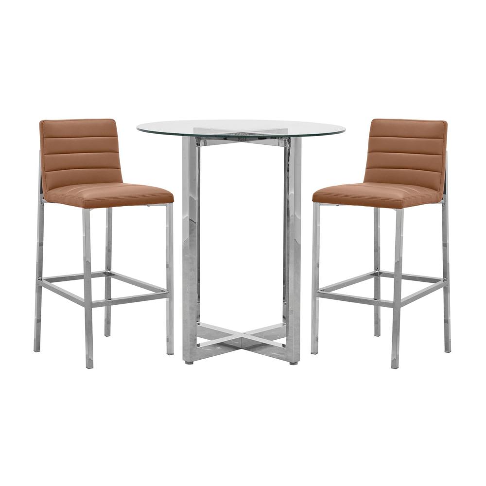 Amalfi Metal Back Bar Stool in Cognac, set of 2. Picture 3