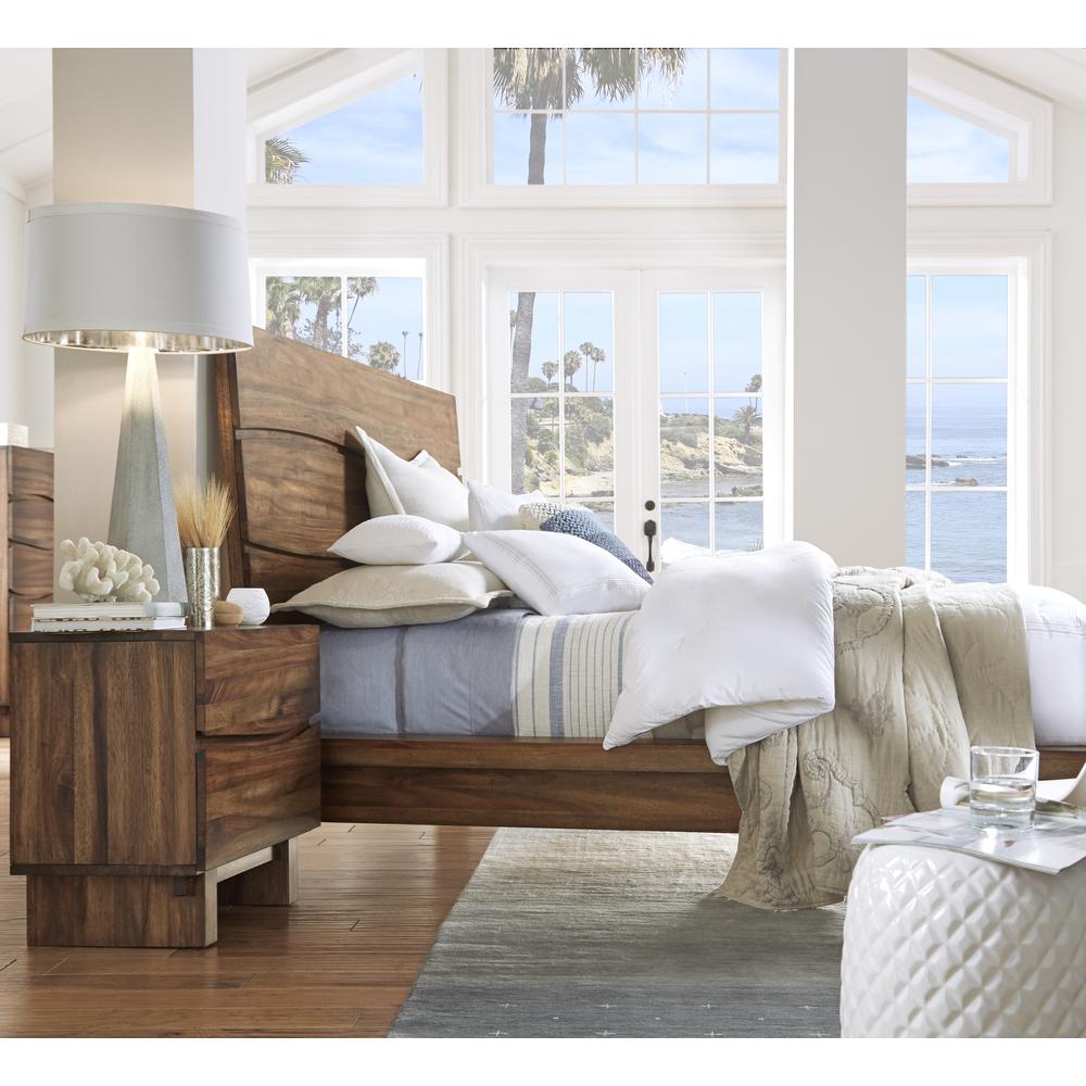 Ocean Two Drawer Solid Wood Nightstand in Natural Sengon. Picture 3
