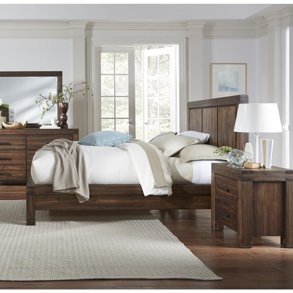 Meadow Two Drawer Solid Wood Nightstand in Brick Brown. Picture 7