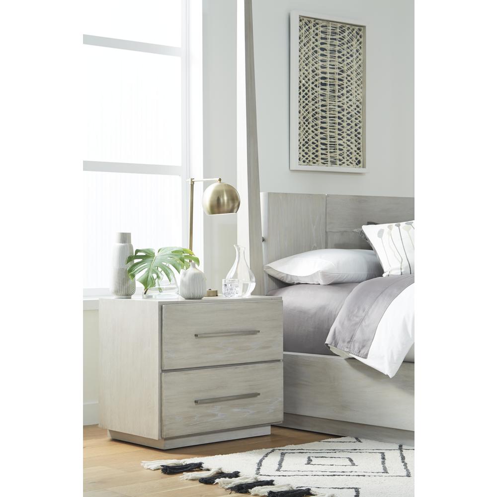 Destination Two Drawer Nightstand in Cotton Grey. Picture 1