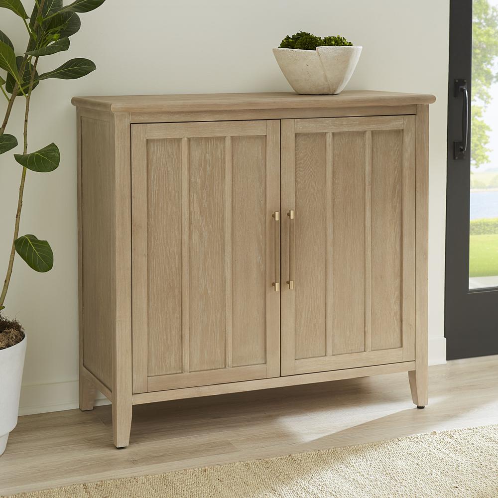 Camden Two Door Two Drawer Bar Cabinet with Stemware Rack and Wine Rack in Chai. Picture 1