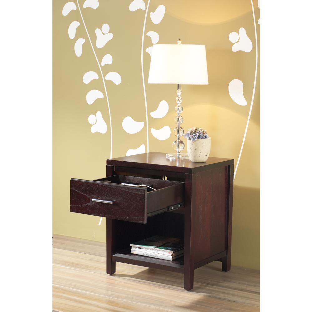 Nevis Charging Station Nightstand in Espresso. Picture 3