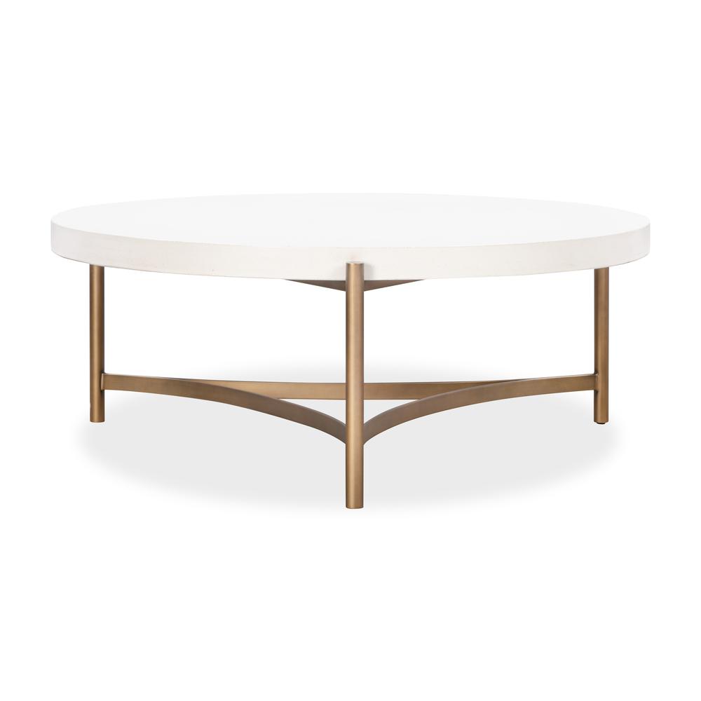 Lyon Round White Concrete and Metal Coffee Table. Picture 2
